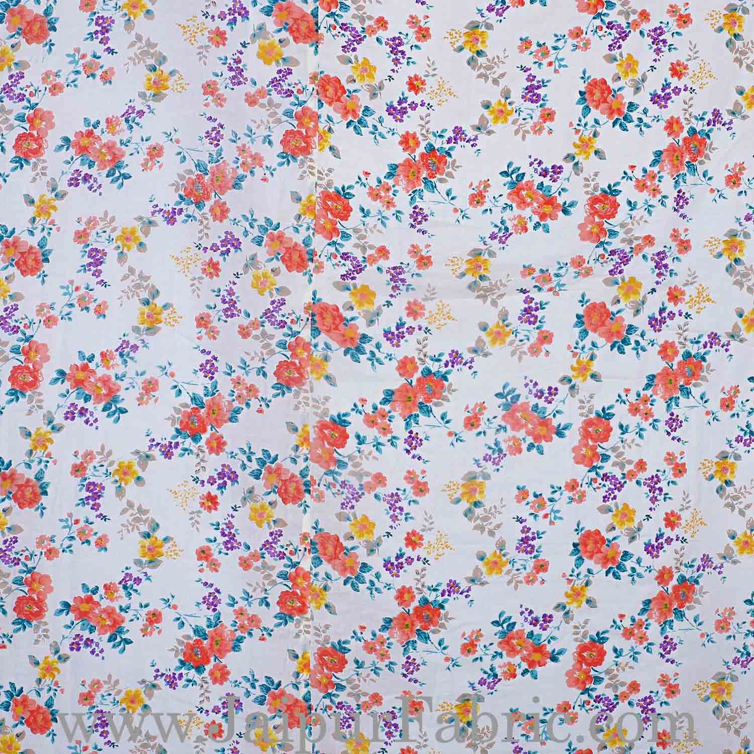 Muslin Cotton Double bed Reversible mulmul Dohar in multicolour motif floral print