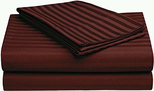 Dark Brown Self Design 300 TC King Size Pure Cotton Satin Slumber Sheet for Double Bed with 2 pillow covers