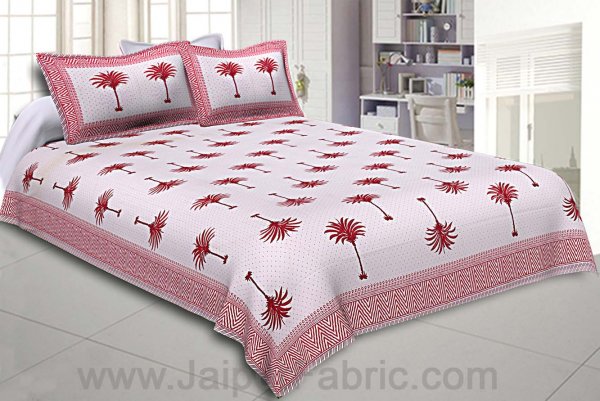 Double Bedsheet Fine Cotton Sweet Pink Palm Polka