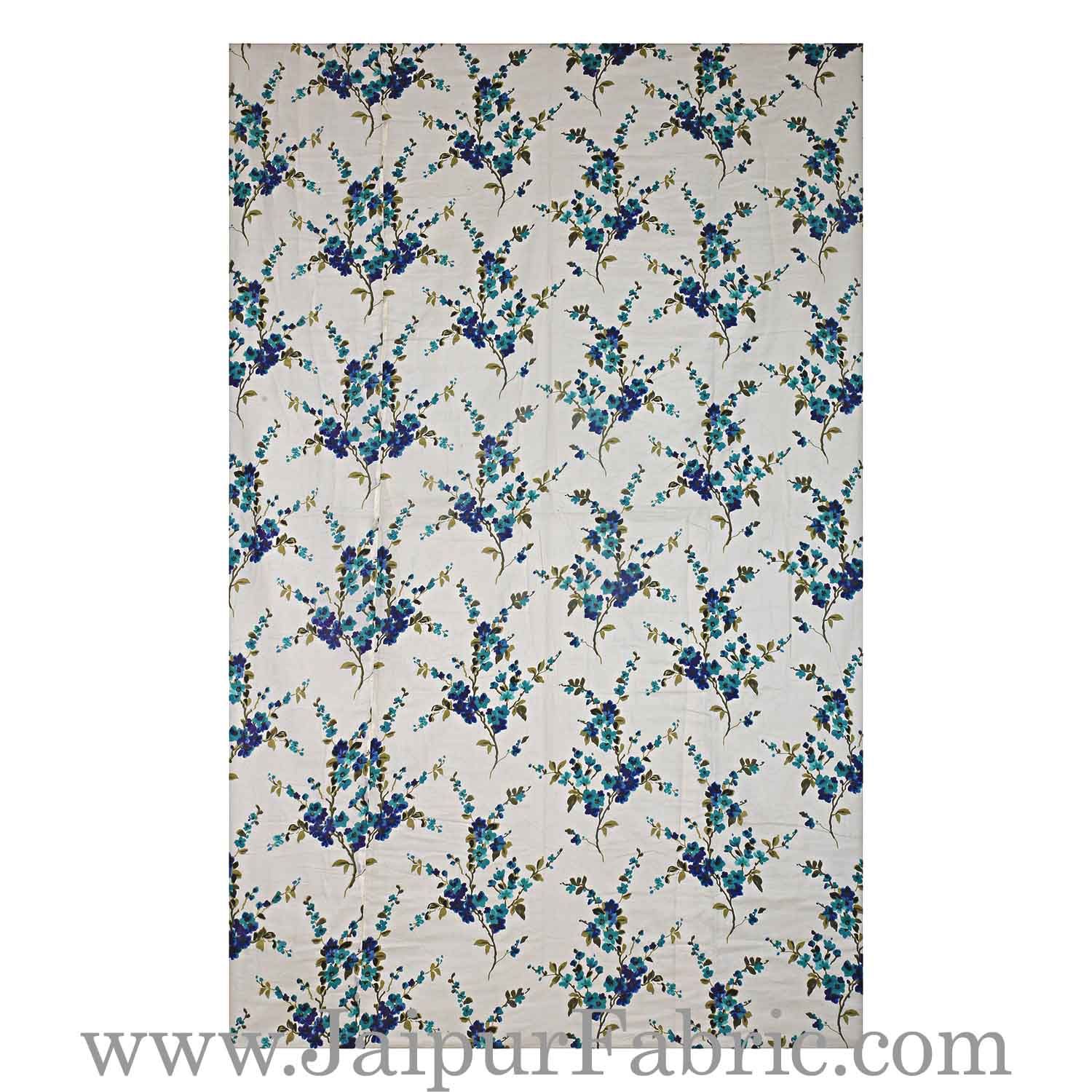 Muslin Cotton Single bed Reversible mulmul Dohar in blue floral motif print