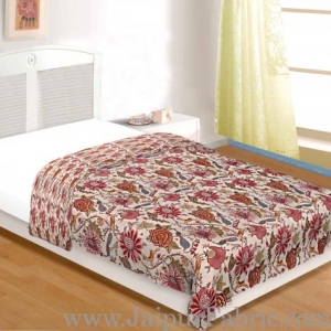 Muslin Cotton Single bed Reversible mulmul Dohar in pink floral motif print