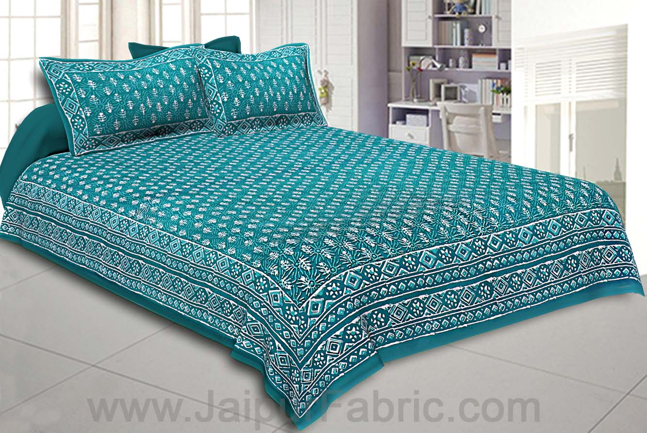 Double Bedsheet Sea Green Dabu Print