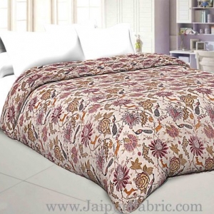 Muslin Cotton Double bed Reversible mulmul Dohar in seamless plum floral print