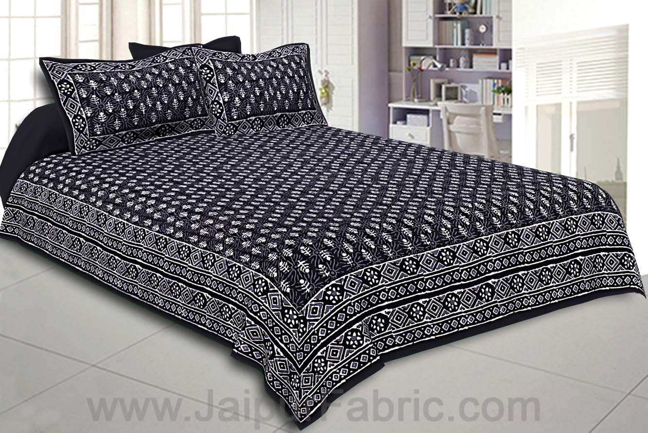 Double Bedsheet Black Dabu Print