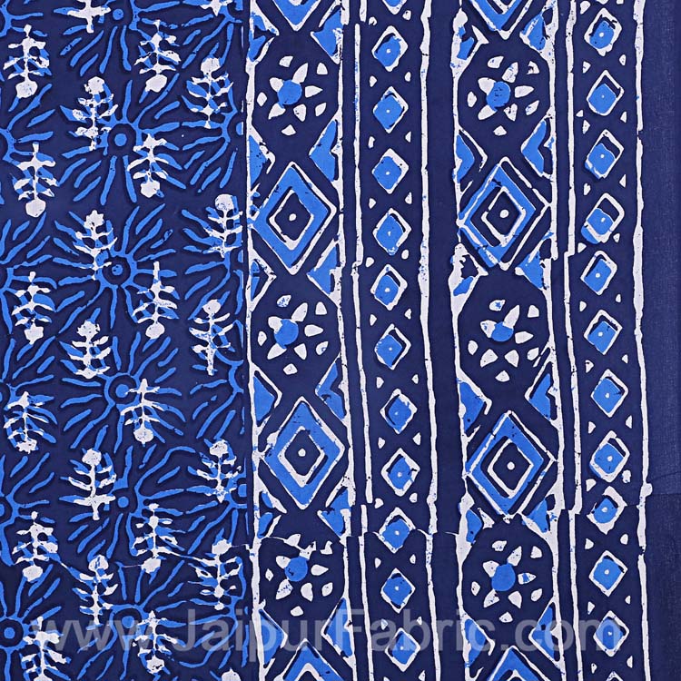 Double Bedsheet Blue Dabu Print
