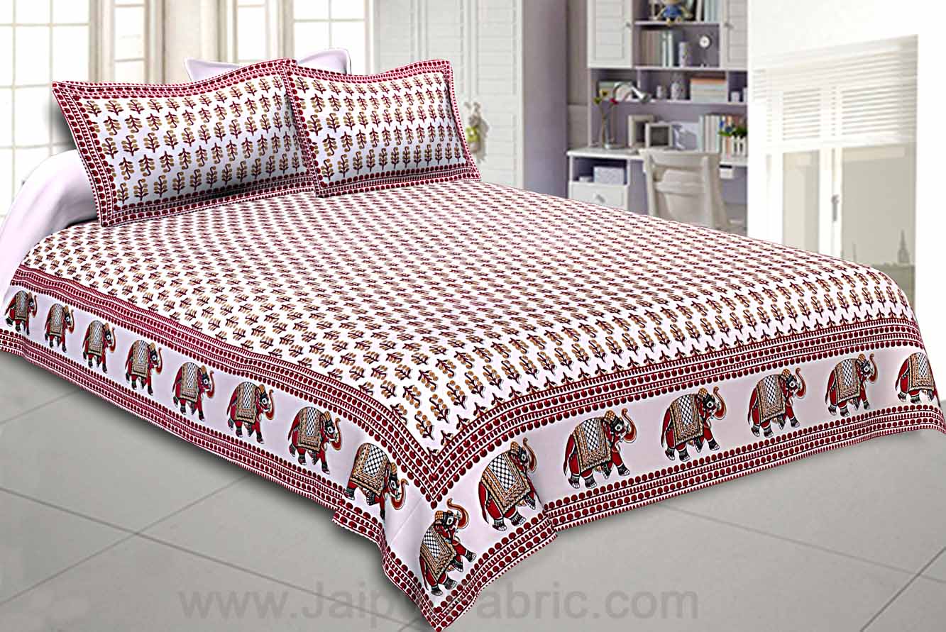 Vivid Red Motif Double Bedsheet