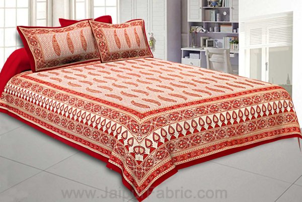 Ethnic Petals Print Bright Red Bedsheet
