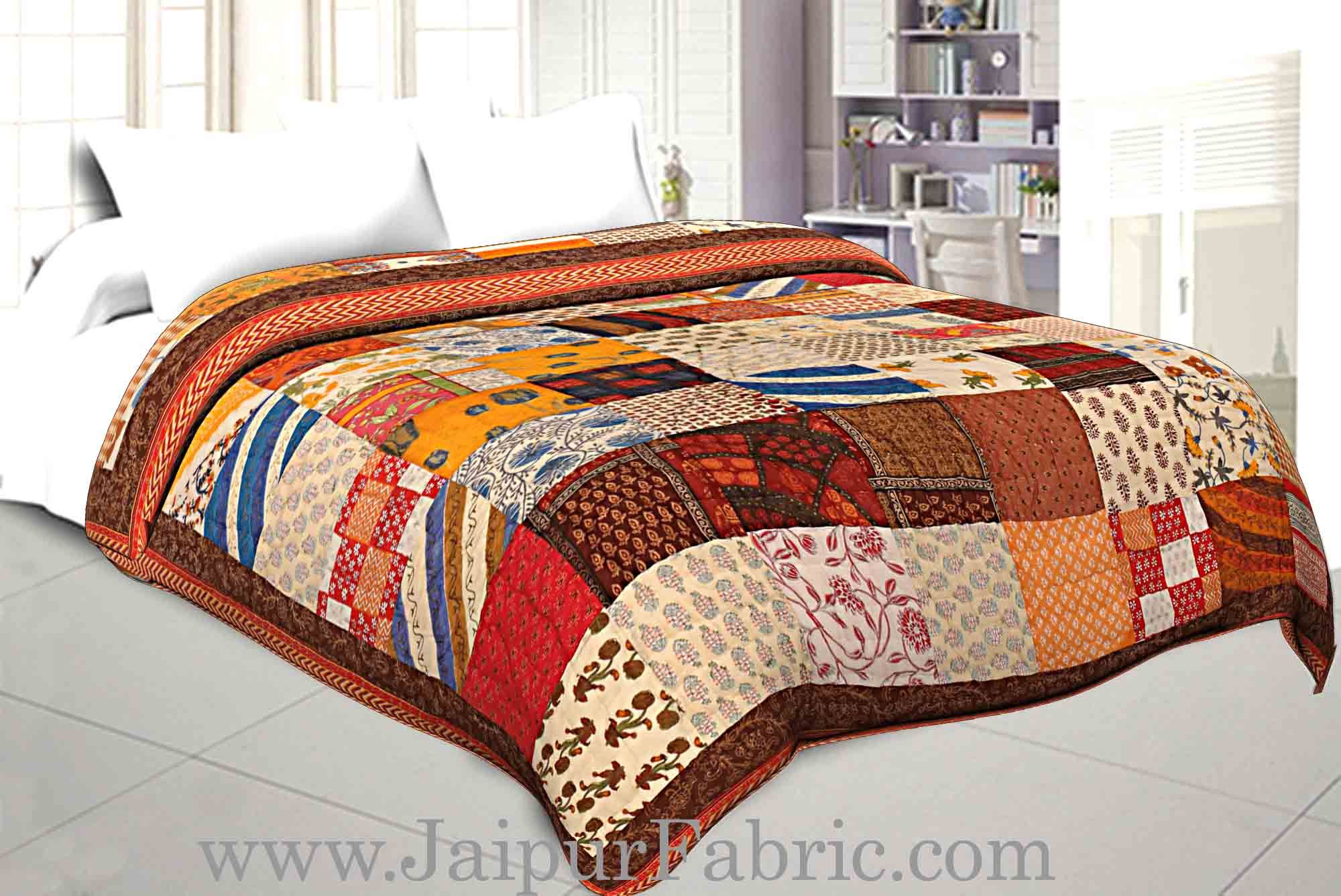 Patchwork AC Quilt/Blanket Soft Designer Double  Bed - Multicolor (Multi)