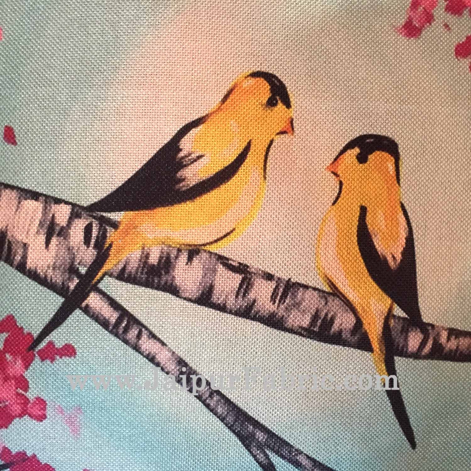 Jute Cushion Cover Digital Love Birds