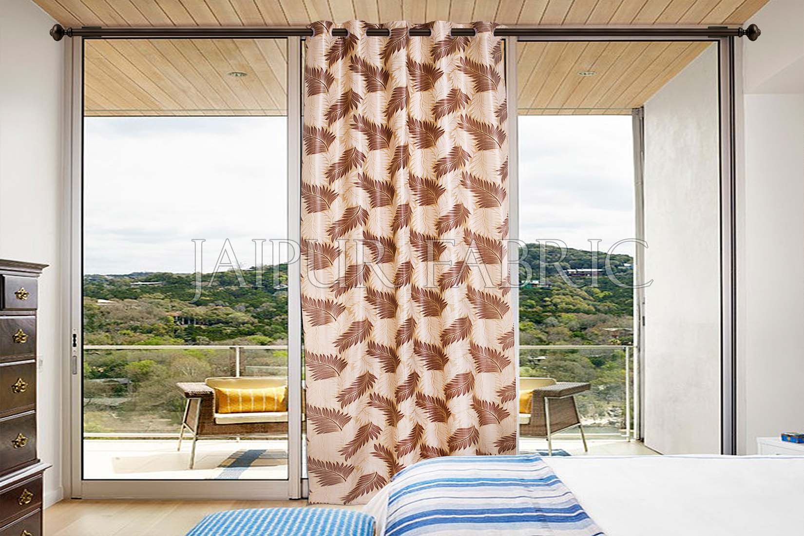 Natural Base Brown Color Printed Polyester Curtain
