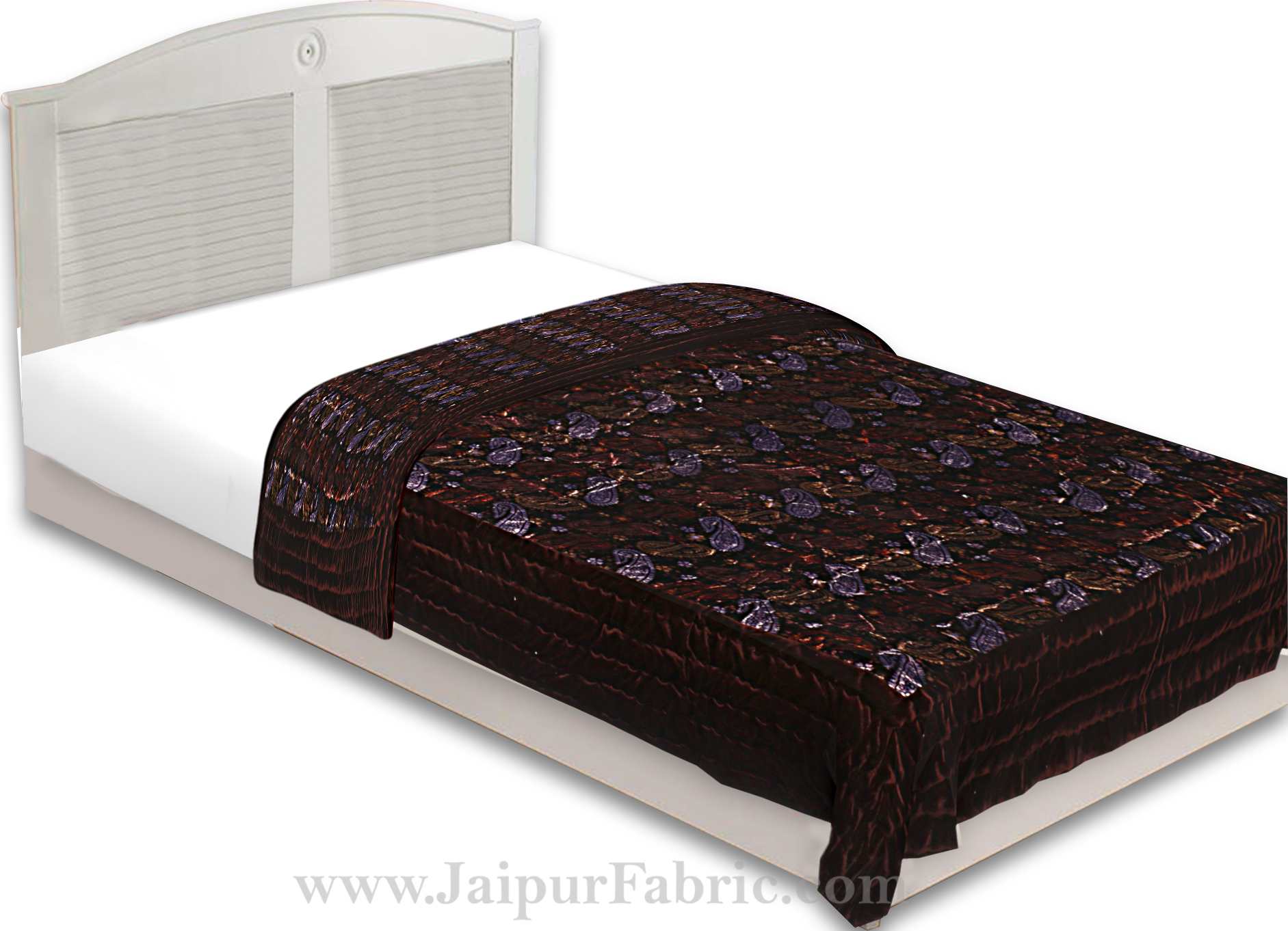 Velvet Cloth Single Bed Quilt Jaipuri Razai Paisley Brown Shaneel Rajai by Jaipur Fabric