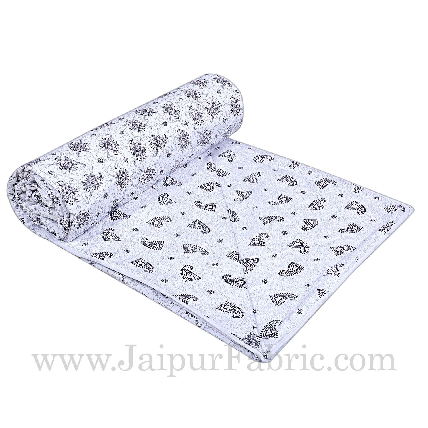 Cambric Cotton Double bed Reversible Dohar with pastel hand block print
