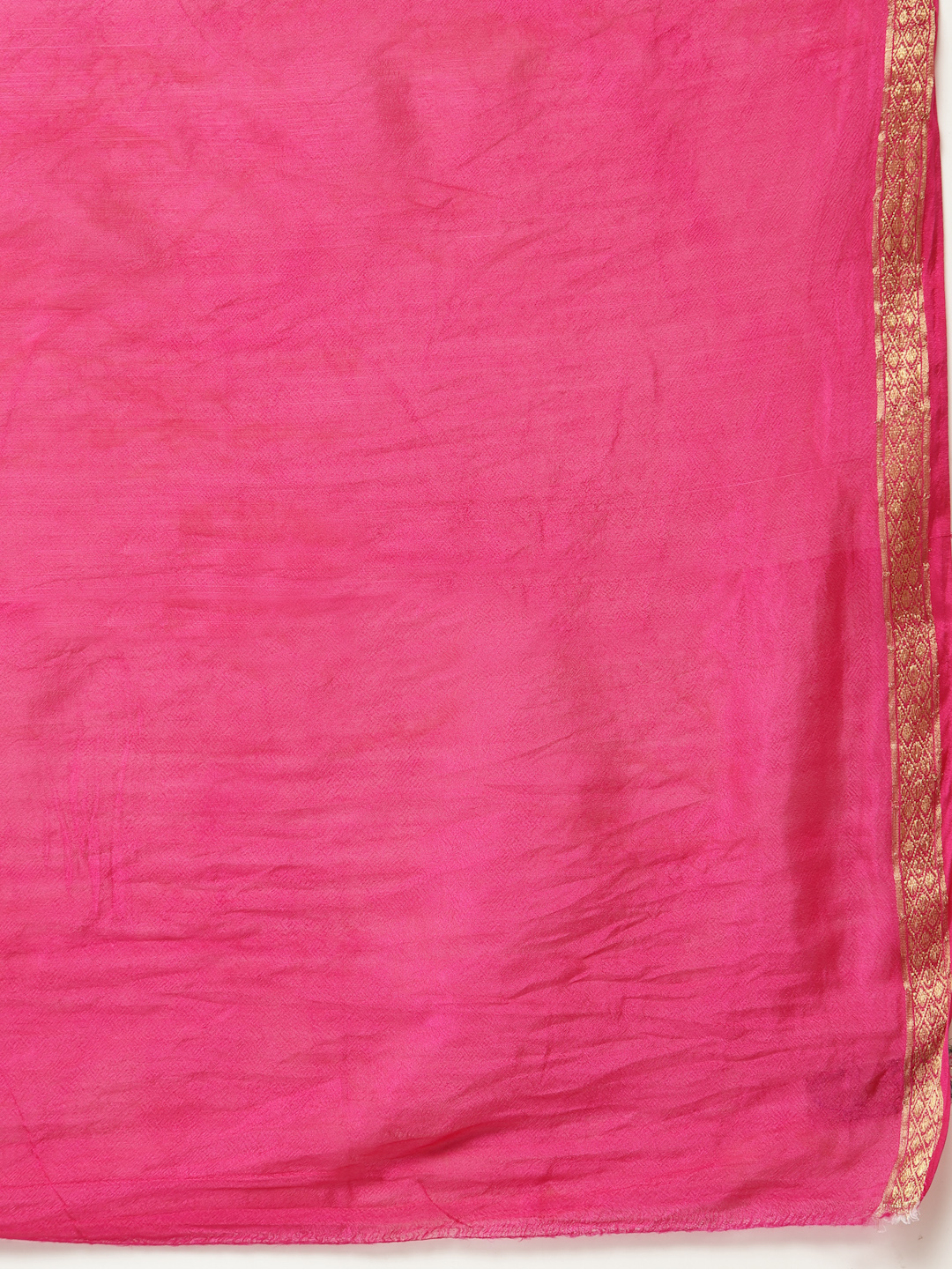 Womens Silk Bandhani and Zari Weaving Saree and Blouse Piece (Pink And White)