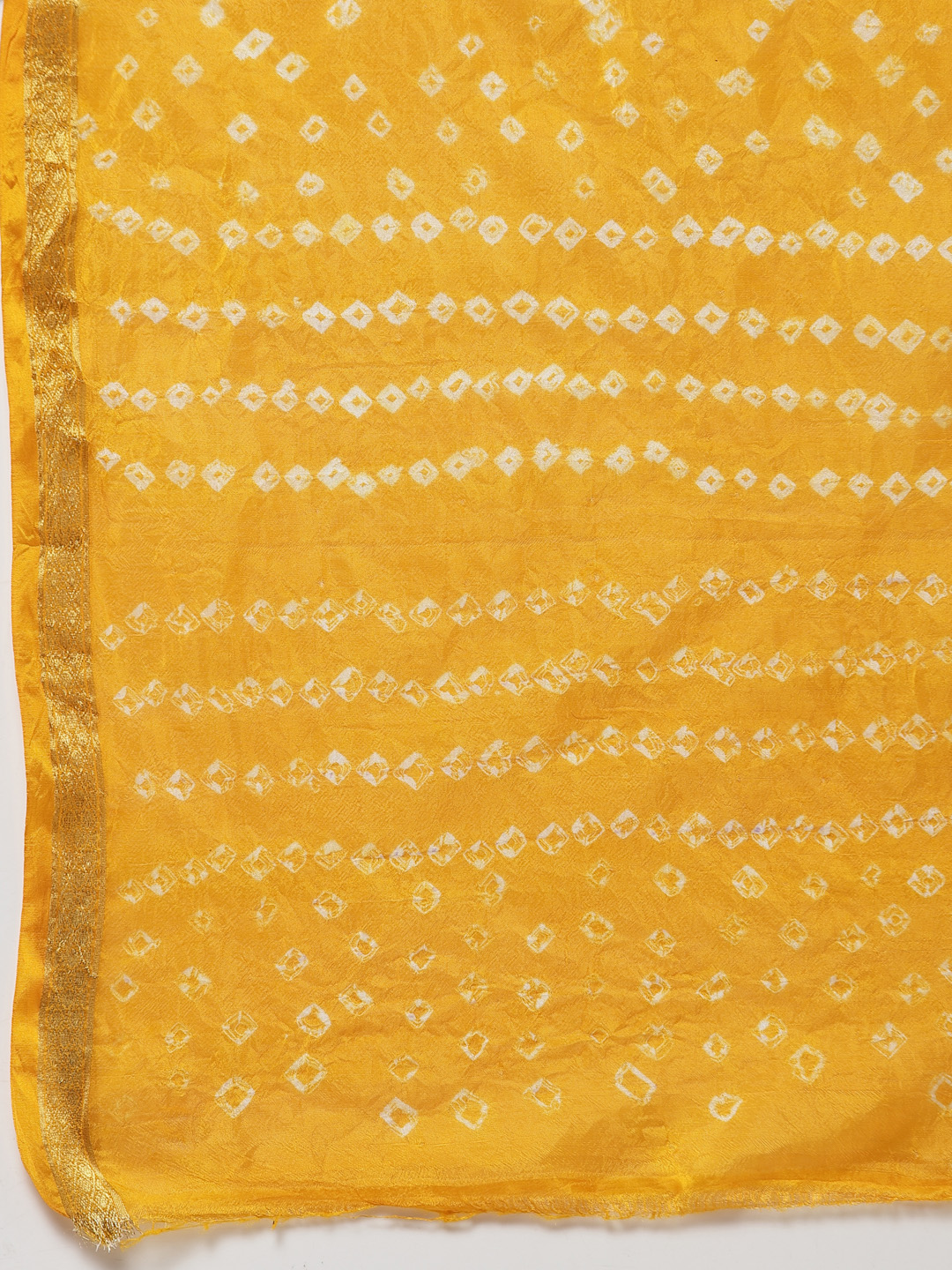 Women Silk Bandhani and Zari Weaving Saree with Unstitched Blouse - Yellow