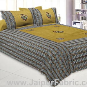 Double Bedsheet Mustard Color Patchwork applique design