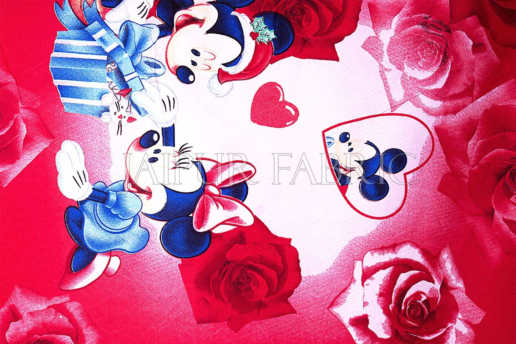 Red Base Mickey Mouse Cotton Single Bed Sheet