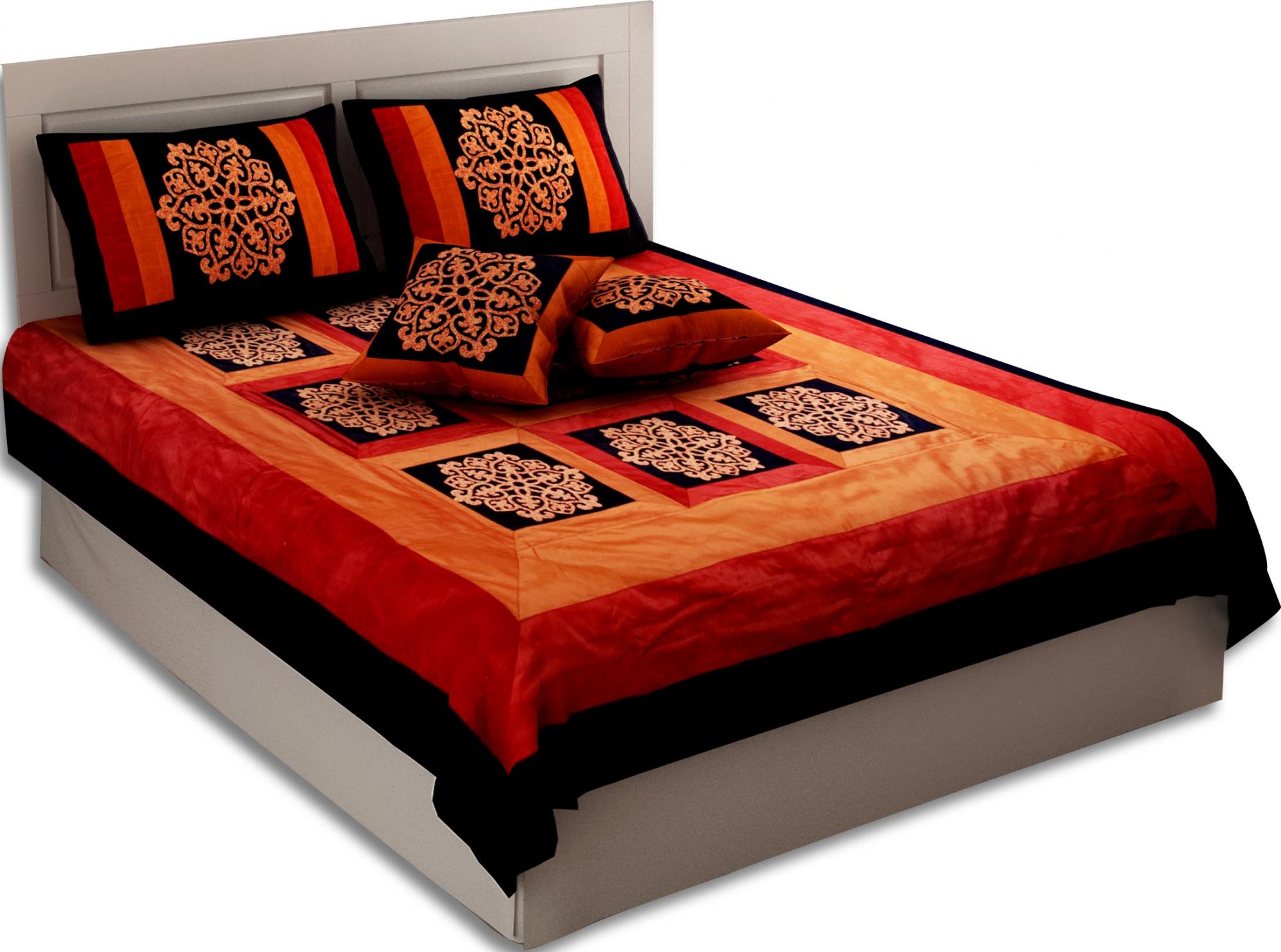 Rajwada Thread-work Silk Double Bed Cover