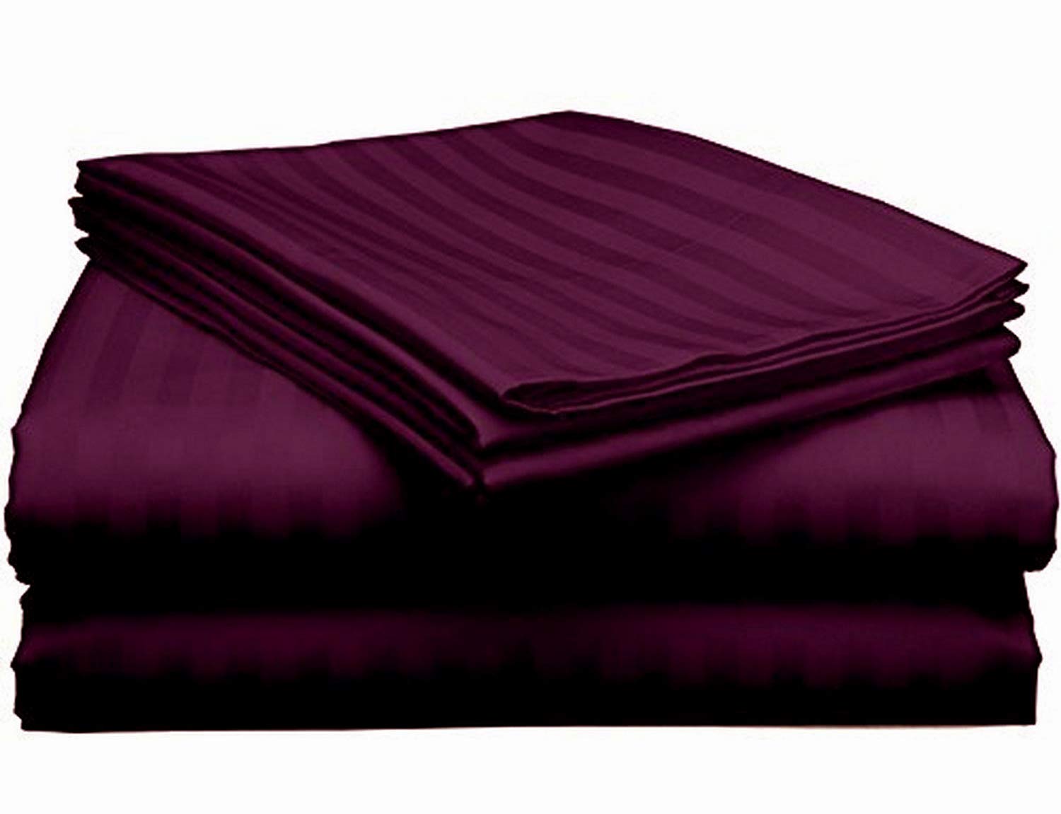 Purple Self Design 300 TC King Size Pure Cotton Satin Slumber Sheet for Double Bed with 2 pillow covers