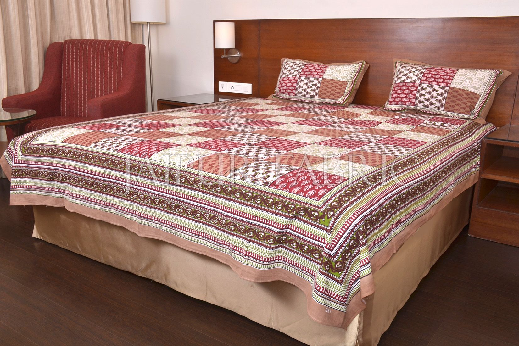 Brown Tropical Print Double Bed Sheet