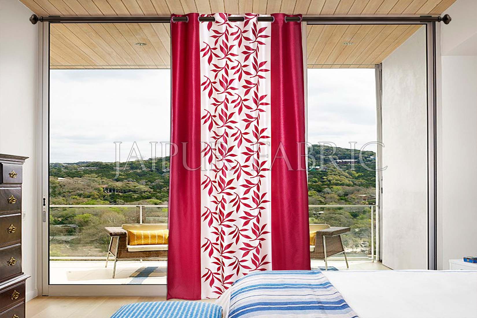 Red leaf Printed Polyester Curtain