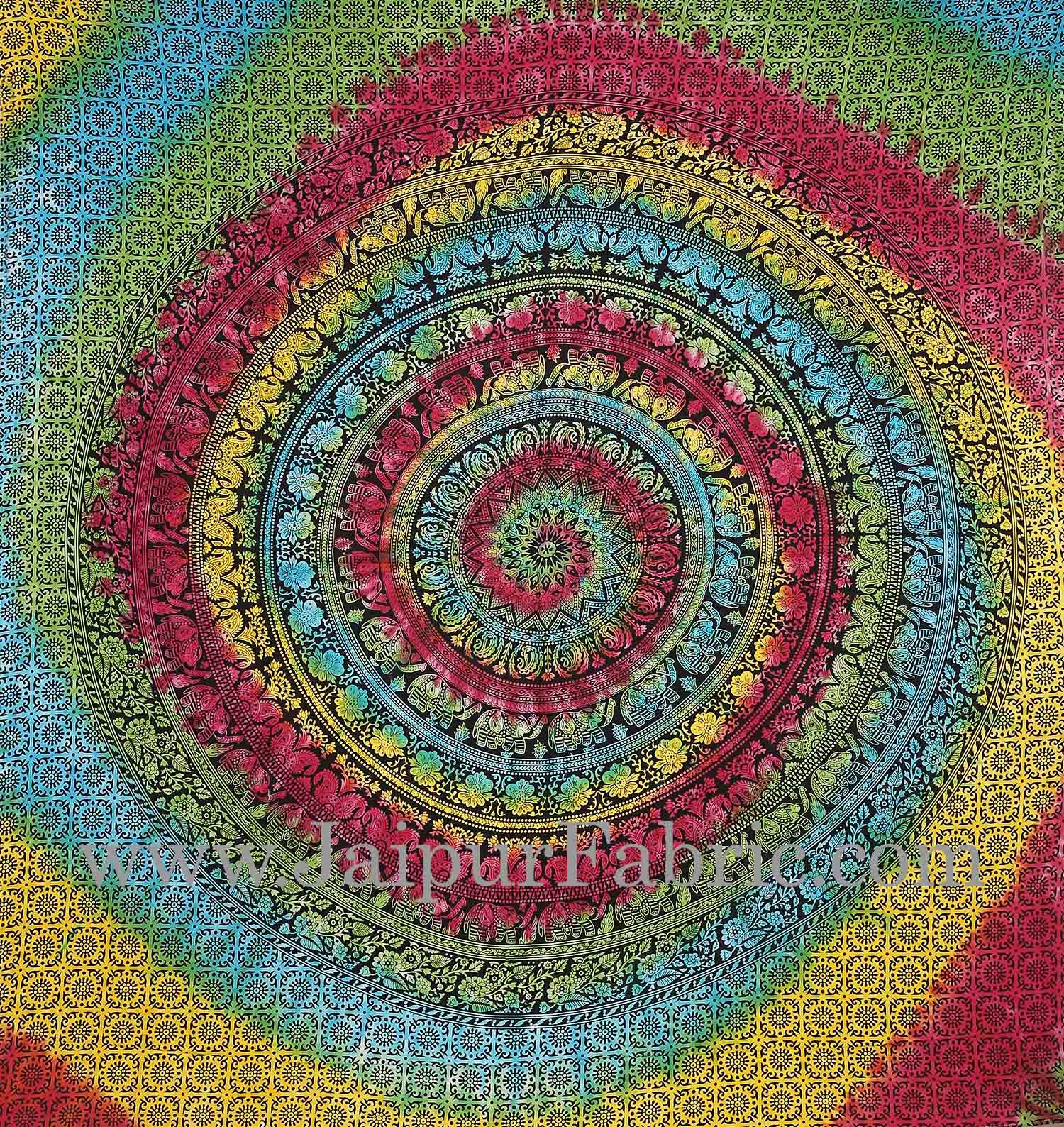 Multicolor Tie and Die Tapestry wall hanging and beach throw 95x85