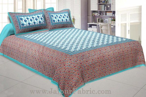 Wholesale Floral BedSheet Double Bed with SeaGreen Base