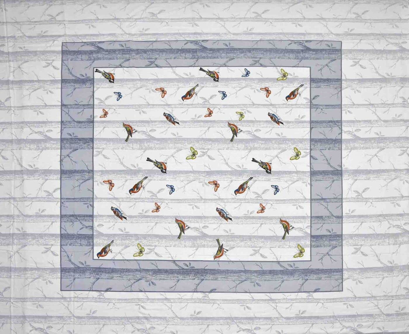 Alexa Bird Pattern Grey Sparrow  King Size Double Bedsheet