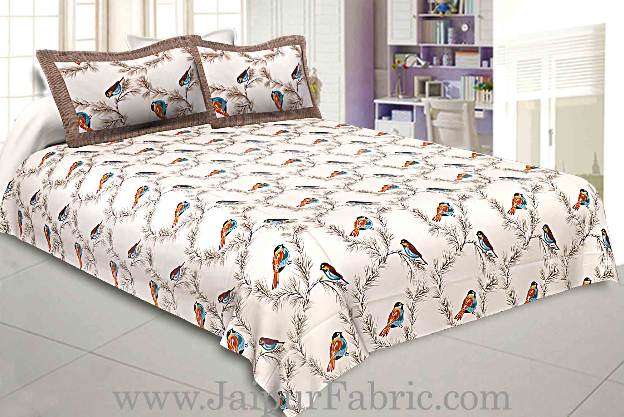 COMBO95- Set of 1 Double Bedsheet and  1 Single Bedsheet With  2+2 Pillow Cover