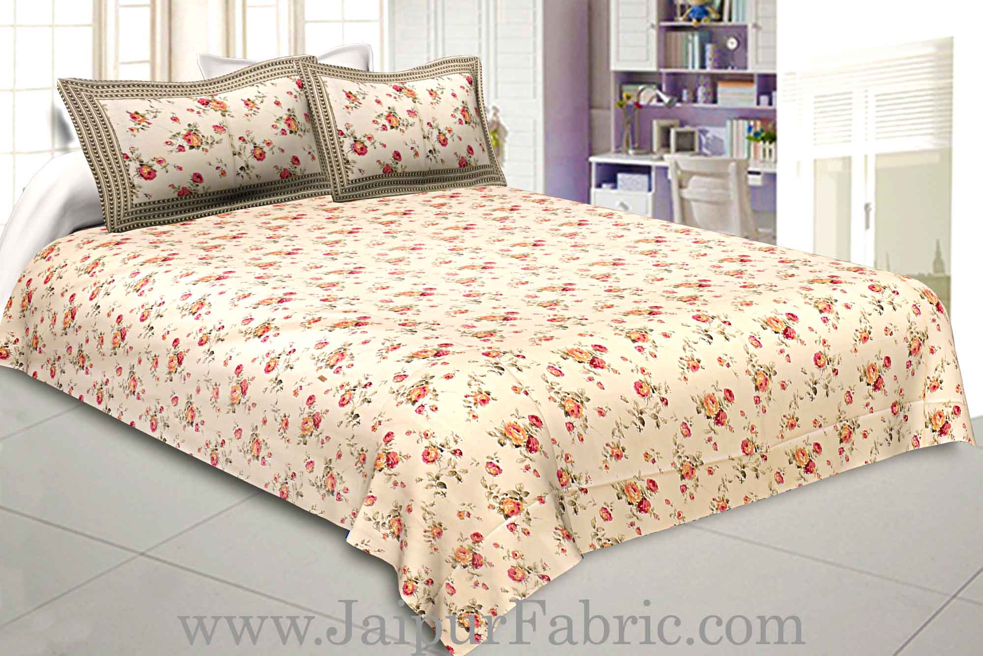 COMBO85- Set of 1 Double Bedsheet and  1 Single Bedsheet With  2+2 Pillow Cover