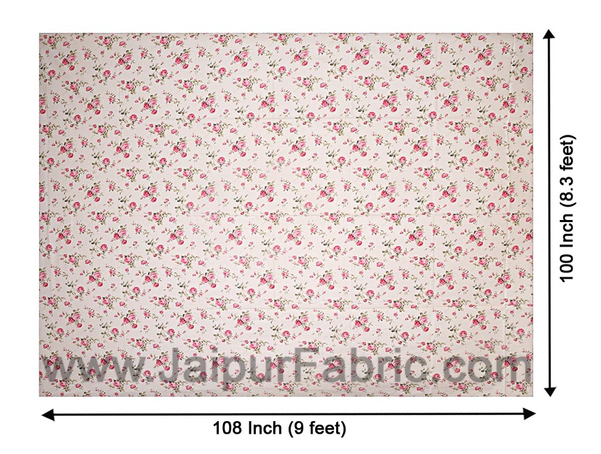 COMBO66 Pink Floral Design 1 Cotton Double Bedsheet + 1 Dohar Combo