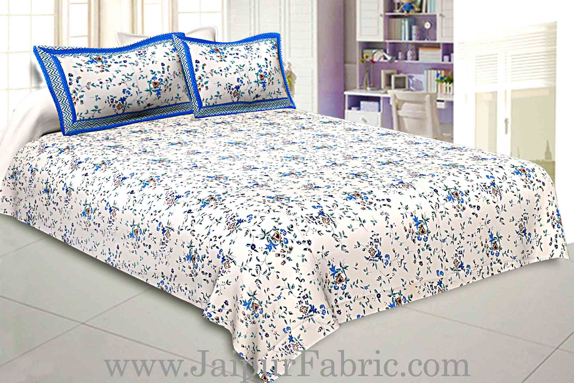 COMBO89- Set of 1 Double Bedsheet and  1 Single Bedsheet With  2+2 Pillow Cover