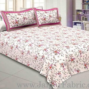 Pure Cotton 240 TC Double bedsheet in pink seamless floral print