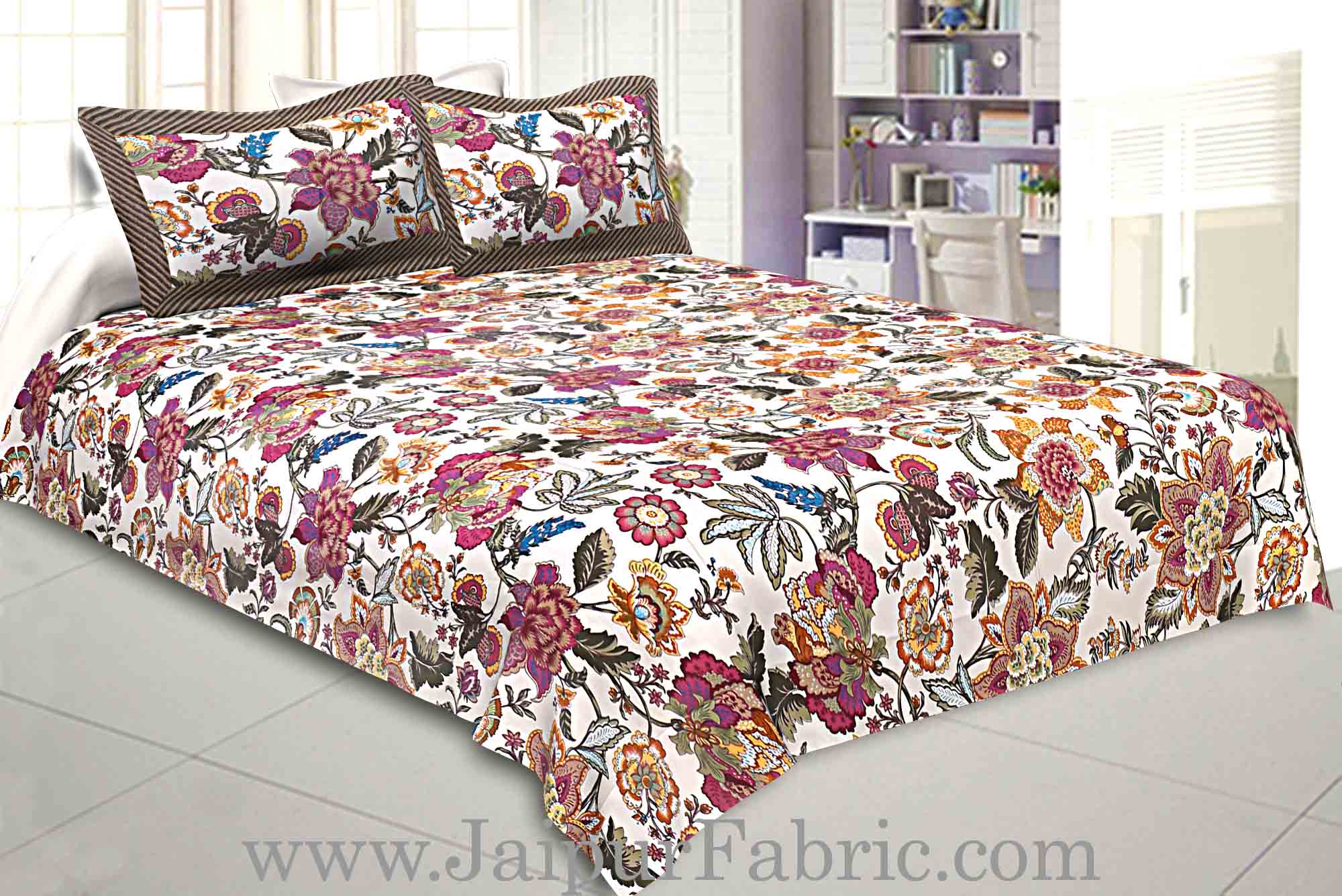 COMBO90- Set of 1 Double Bedsheet and  1 Single Bedsheet With  2+2 Pillow Cover
