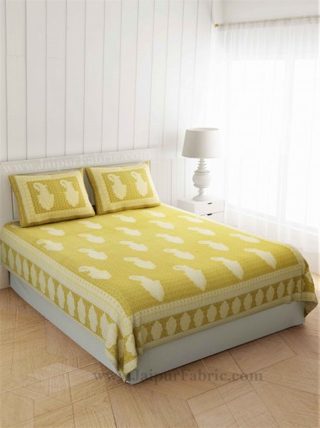 Peerless Paisley On Lemon Yellow Double Bedsheet