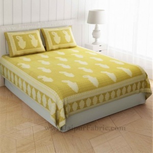 Peerless Paisley On Lemon Yellow Double Bedsheet