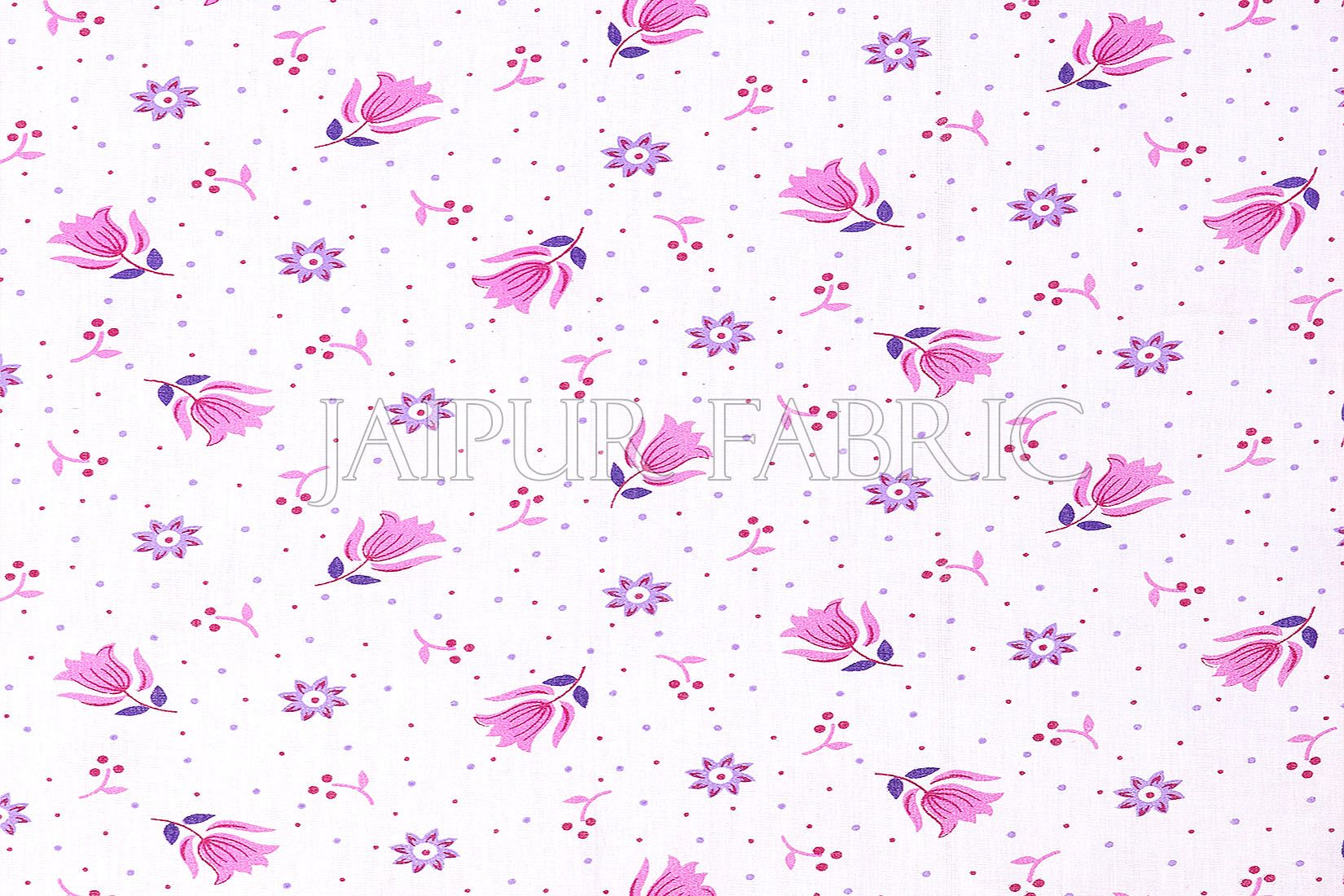 White Base Pink Floral Print Single Bed Dohar