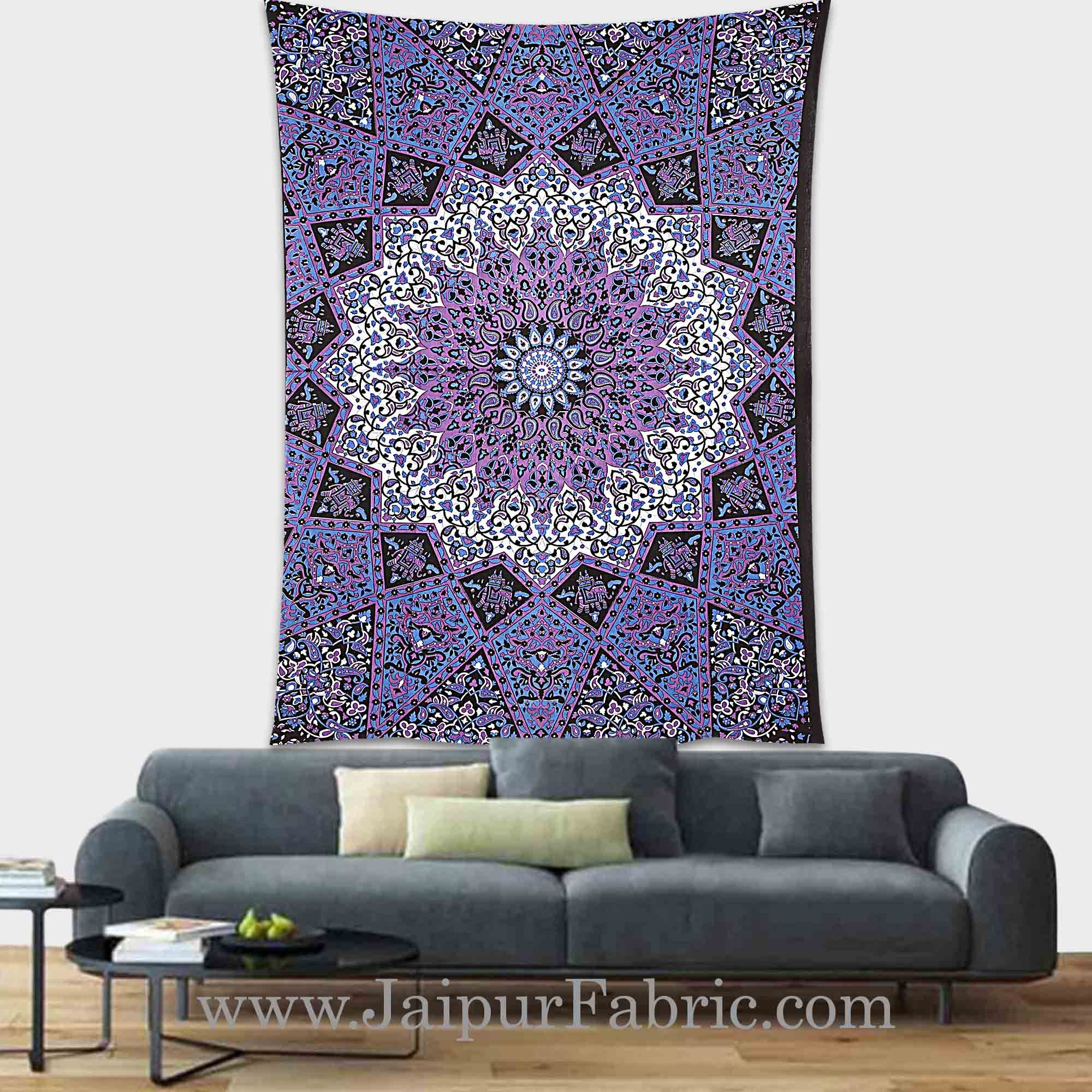 Purple Mandala tapestry wall hanging and beach throw