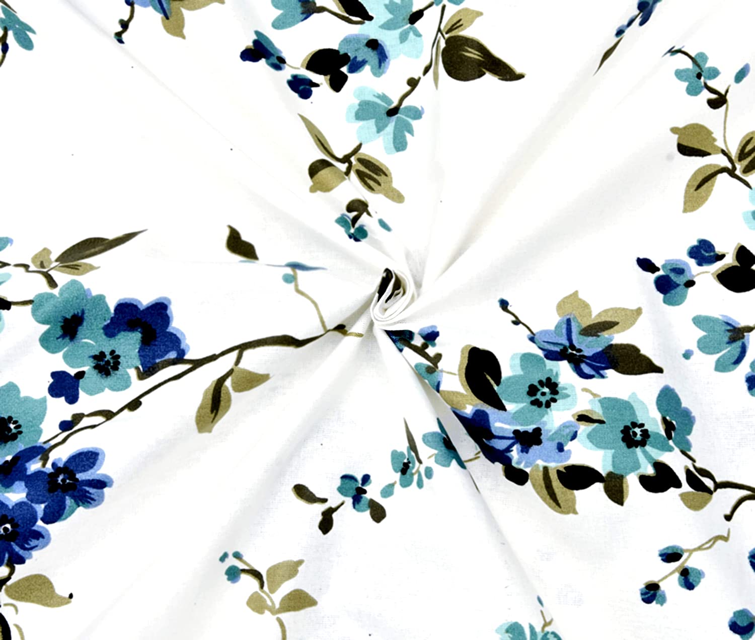 Pure Cotton 240 TC Double bedsheet in blue motif floral print