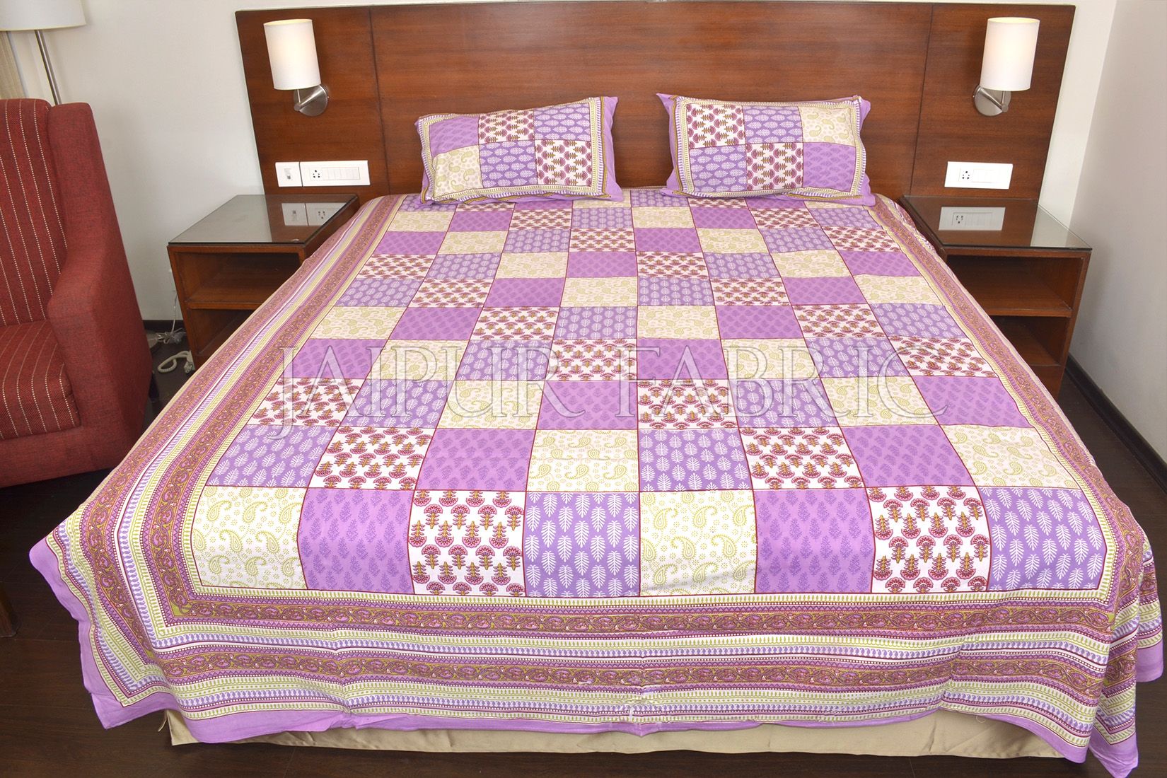 Purple Tropical Print Double Bed Sheet