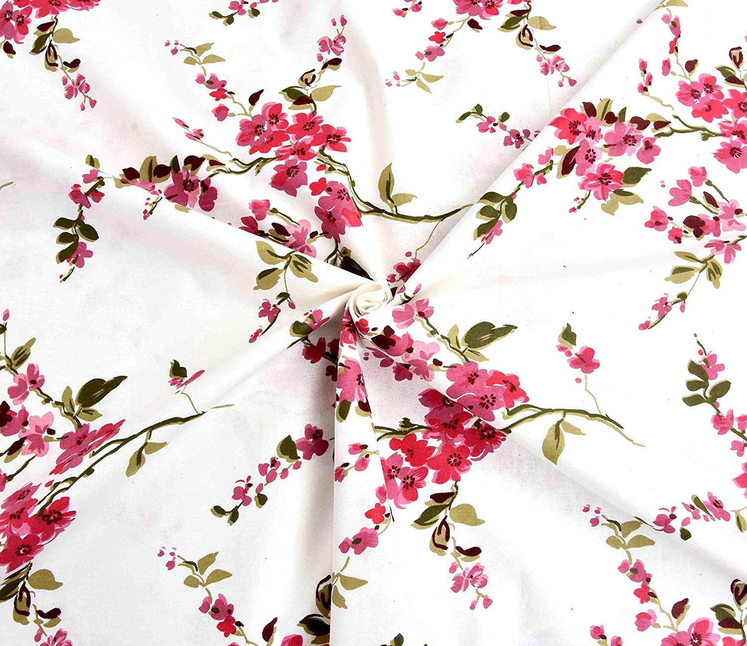 Pure Cotton 240 TC Double bedsheet in Red motif floral print