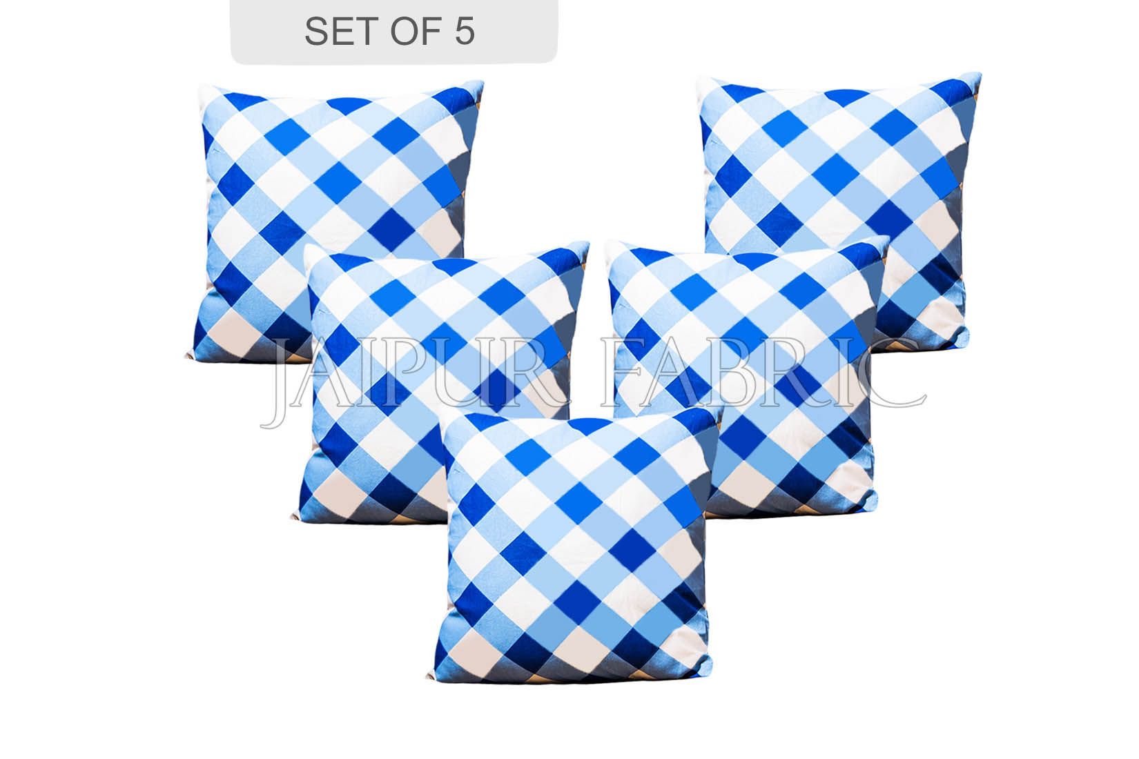 Blue checkered Plaid Pattern Cushion Cover