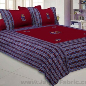 Applique Maroon Dandiya Jaipuri  Hand Made Embroidery Patch Work Double Bedsheet