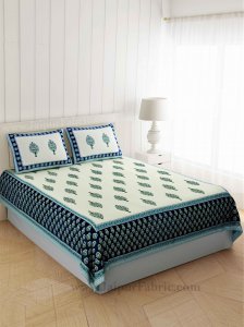 Gorgeous Glaze cotton Green Paan Double Bedsheet