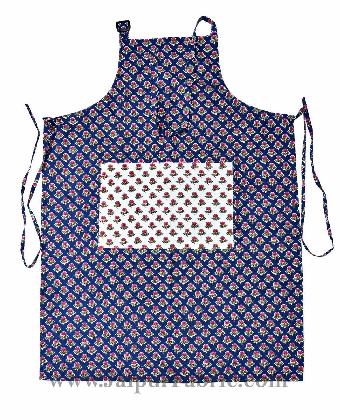 Buti print navy blue apron