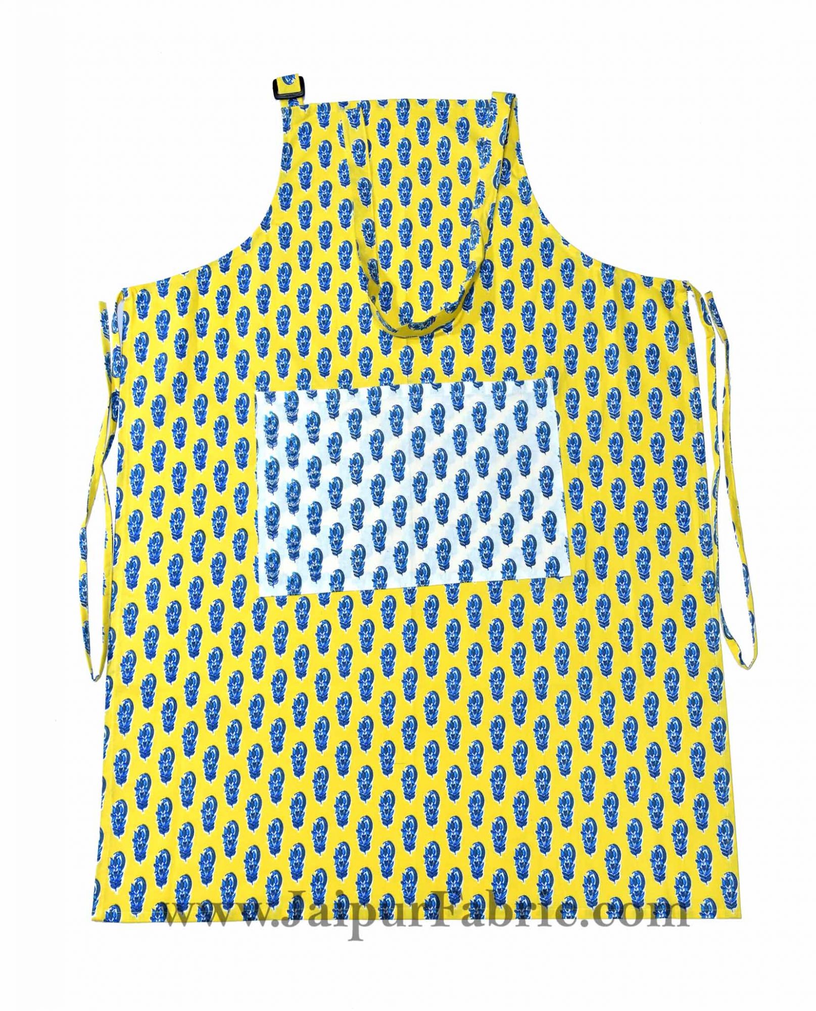 floral block print yellow apron