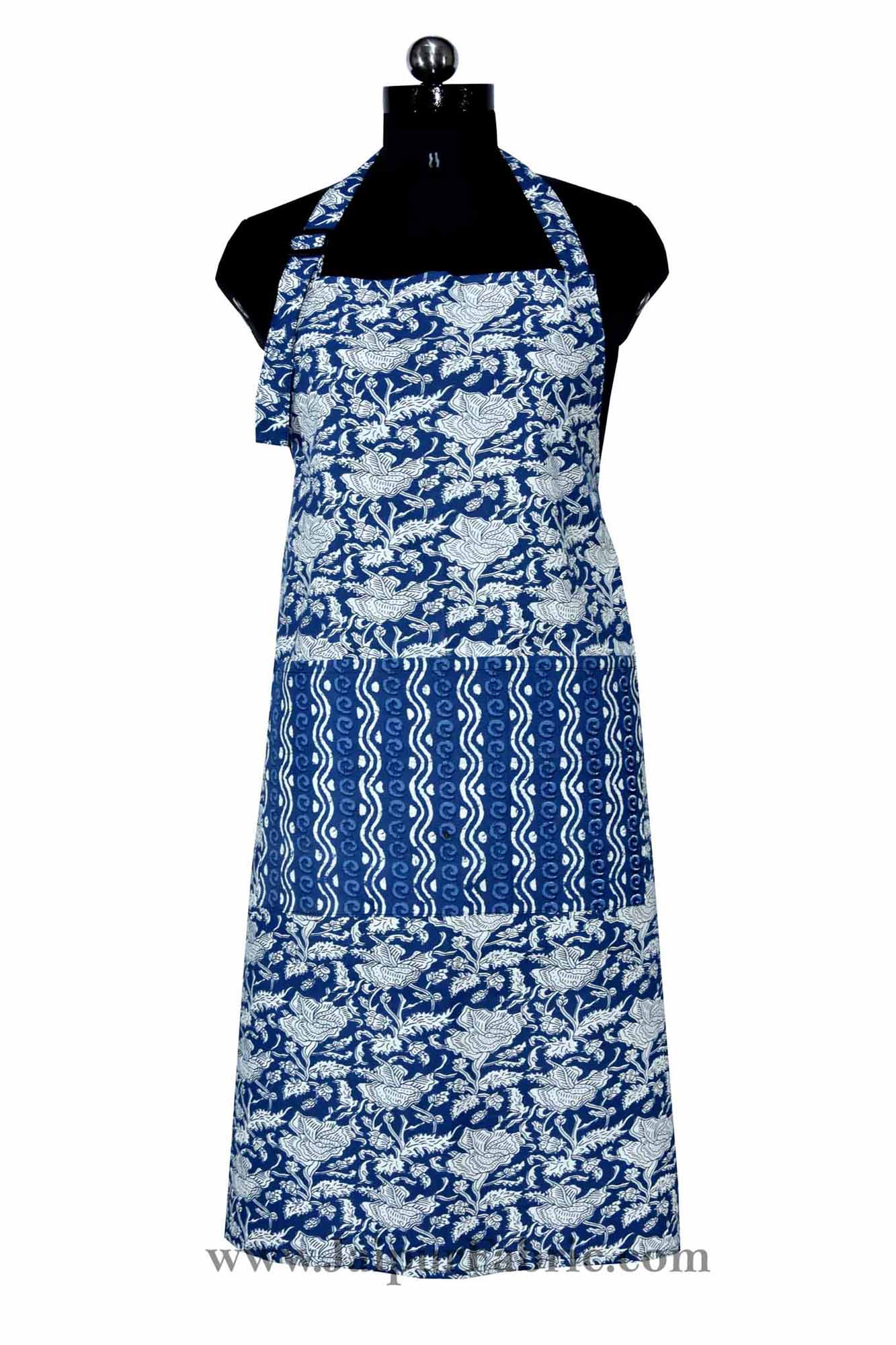 bagru print blue apron