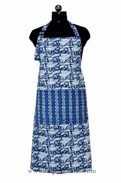 bagru print blue apron