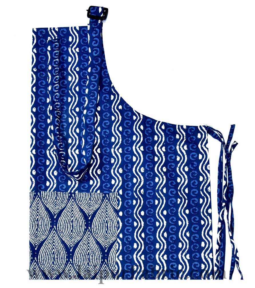 Indigo print blue apron