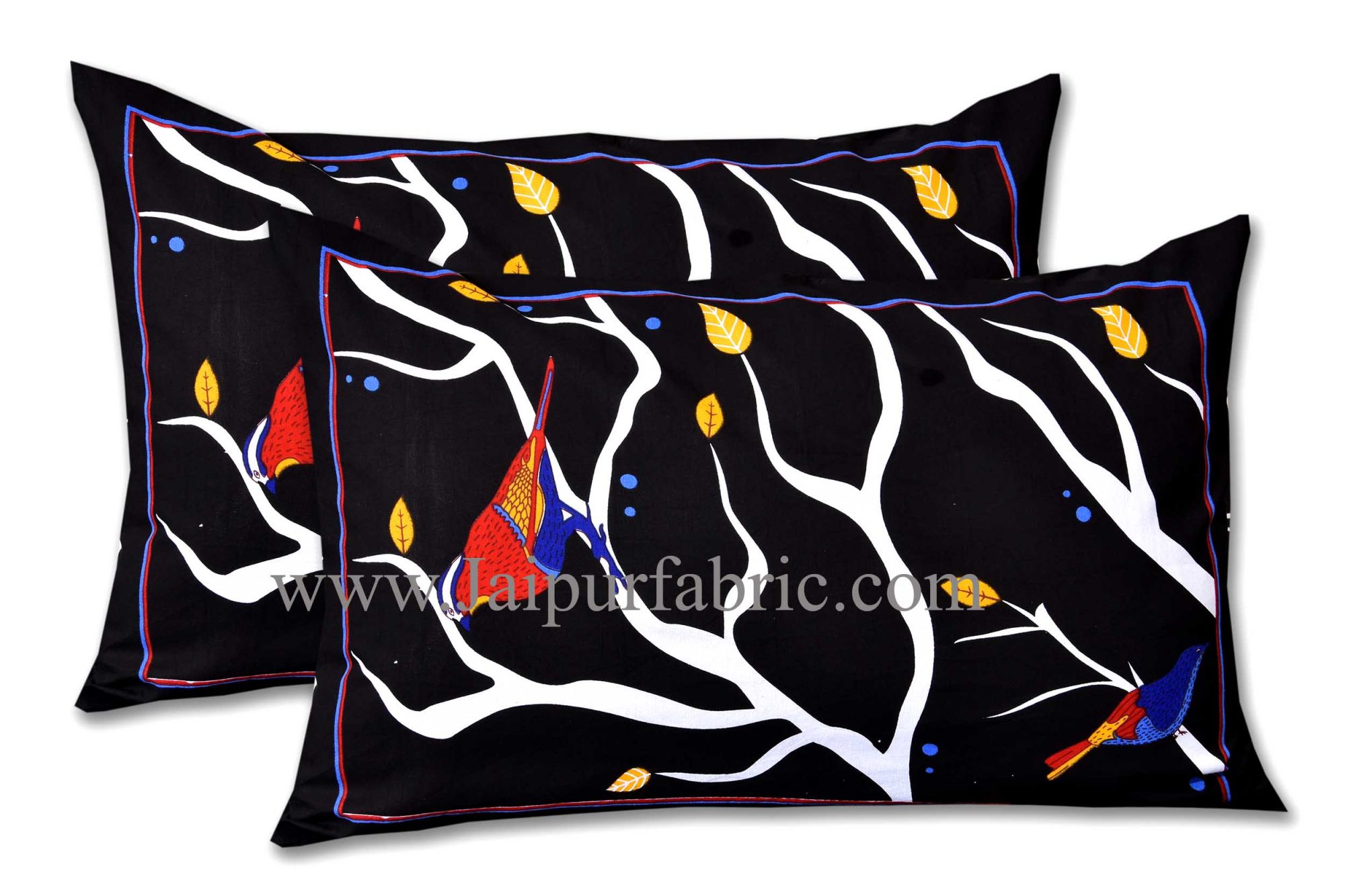 Indian Sparrow Double Bedsheet Black Color With 2 Pillow Covers