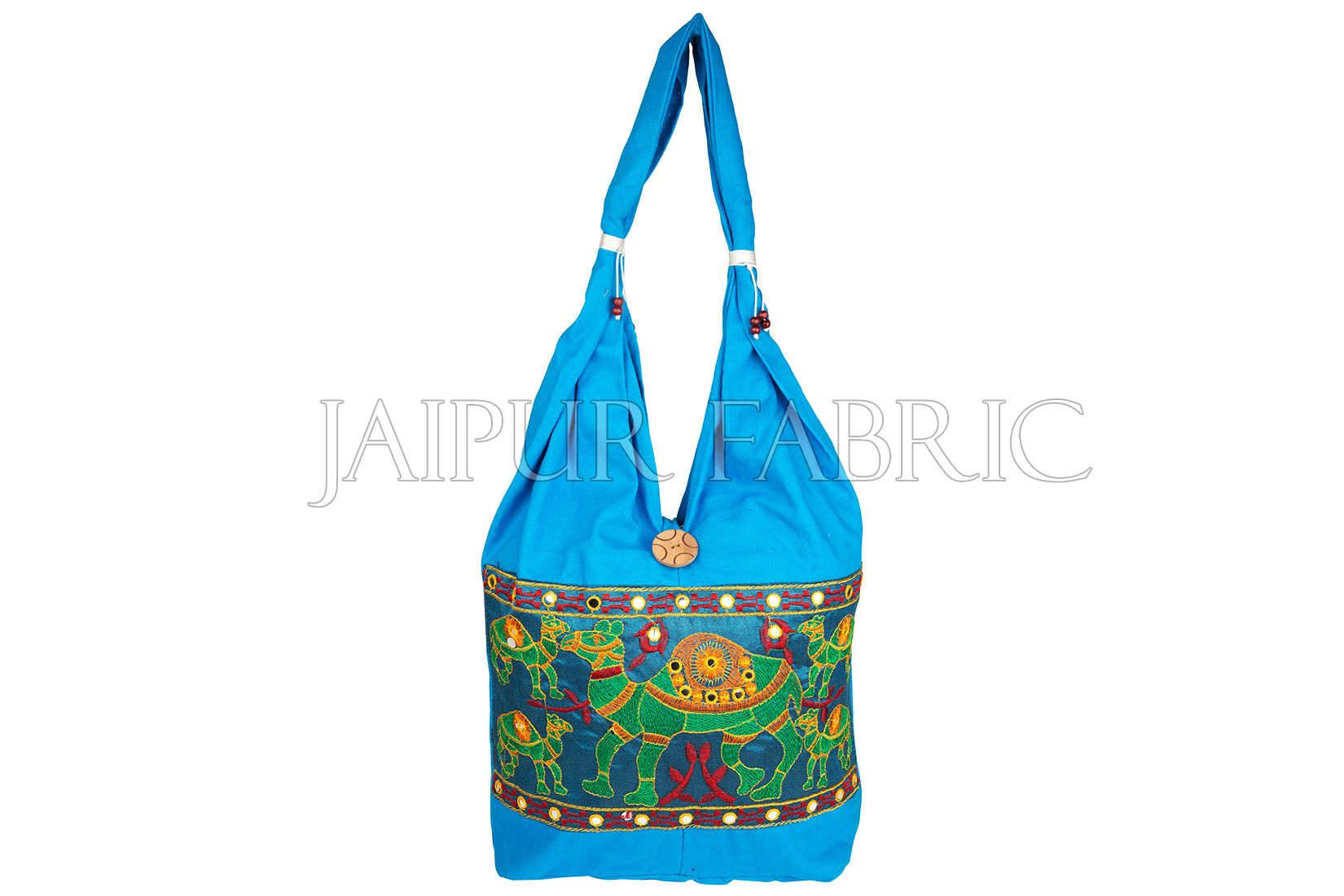 Blue Camel Embroidered Hand Bag
